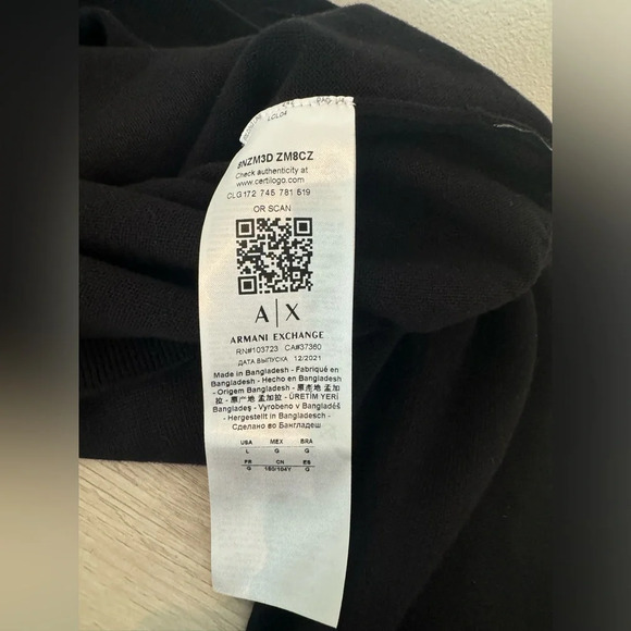 Armani Exchange Block Logo Embossed Sweater Cotton Blend Luxe Size Large - Picture 8 of 9